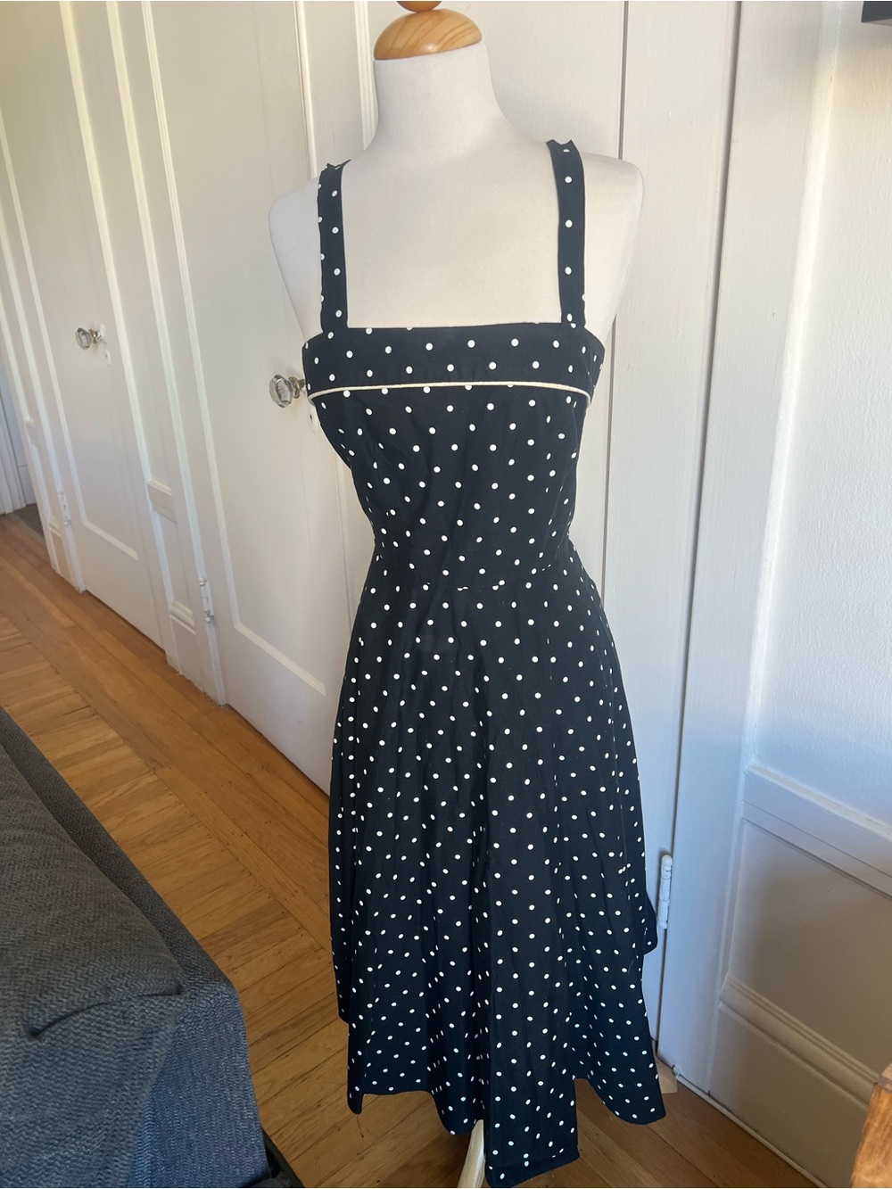 Stop Staring Black and White Polka Dot Midi Dress